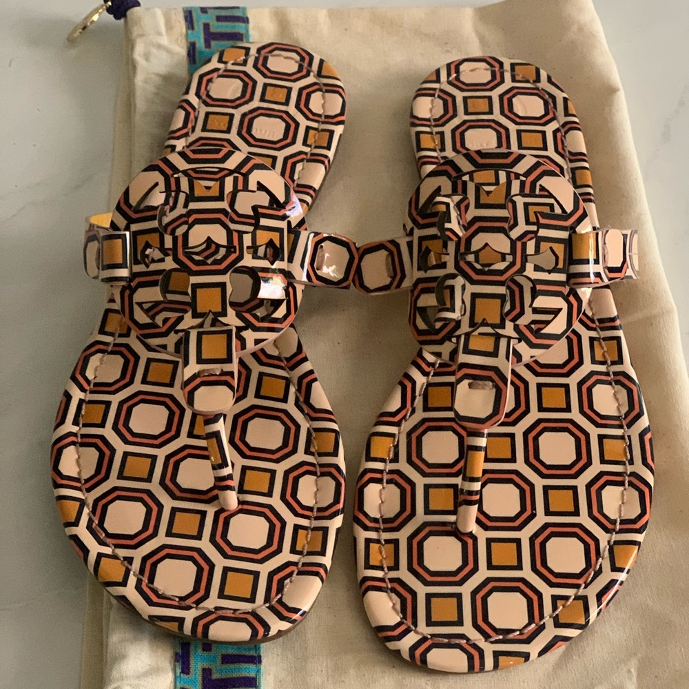Tory Burch Miller Sandal- Patent Leather Patterned- Size 7.5